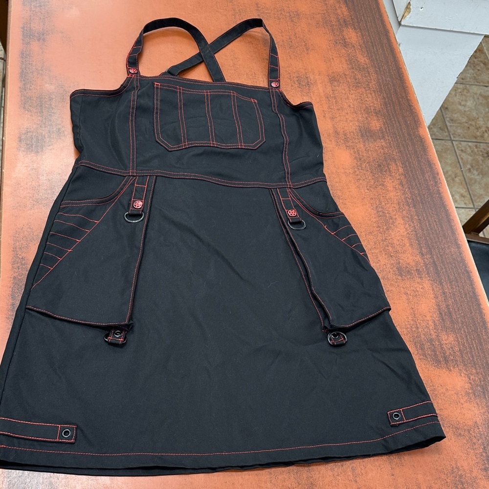 Killstar Black Mini Dress with Red Stitching